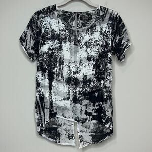 Religion Short Sleeve Open-Back Shirt Size S Sequins